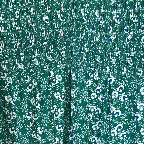 Loft size2 green and blue smocked top zipper in back jumpsuit with wide leg NWOT - Picture 9 of 10